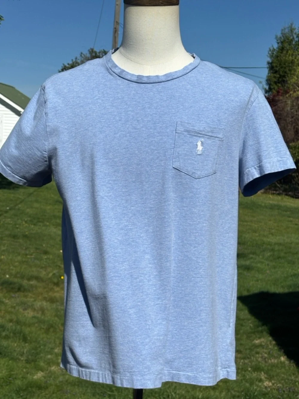 Polo Ralph Lauren Grey S/S Tee w/Logo on Front Pocket T-Shirt Men's Large
